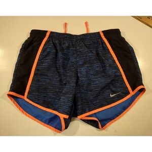 Nike Dri-Fit lined athletic shorts spacedye blue and tangerine